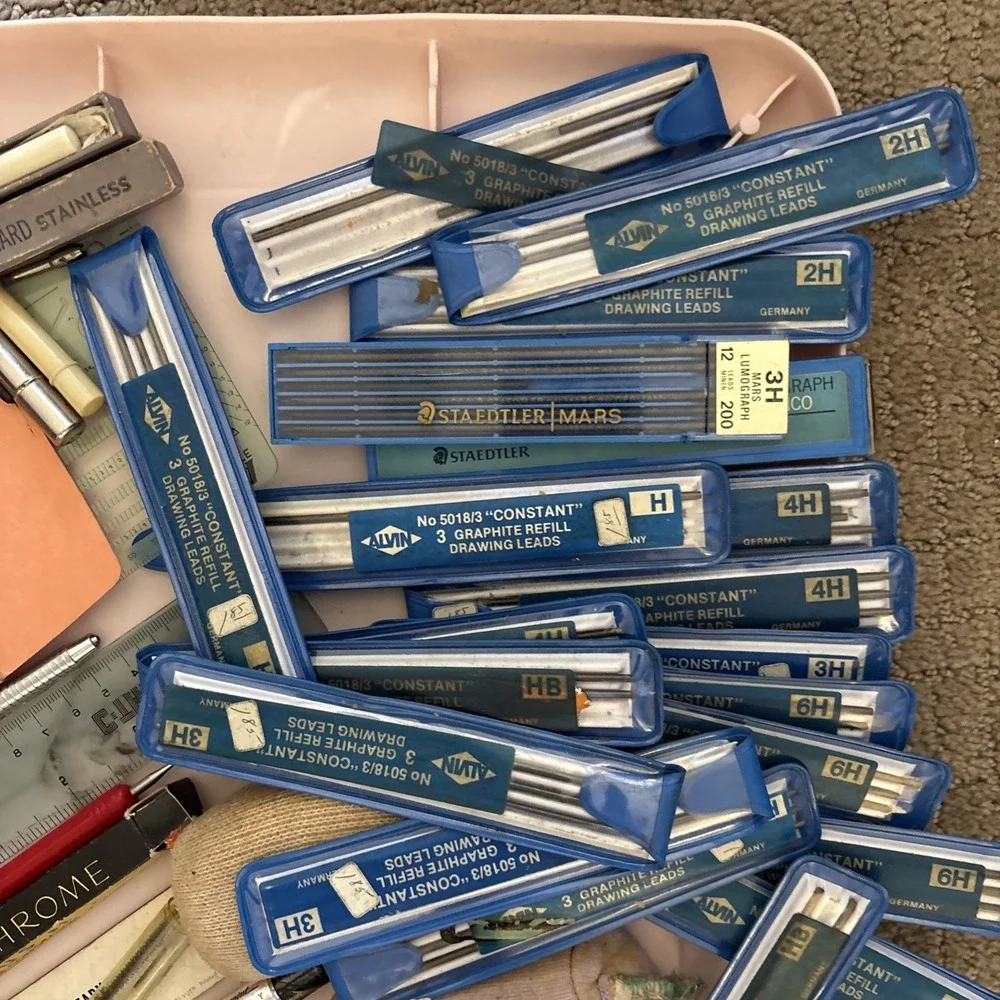 Vintage Drafting Tools ~ Supplies LOT Wrico, Staedtler, Eagle, Vemco, Keuffel 😊